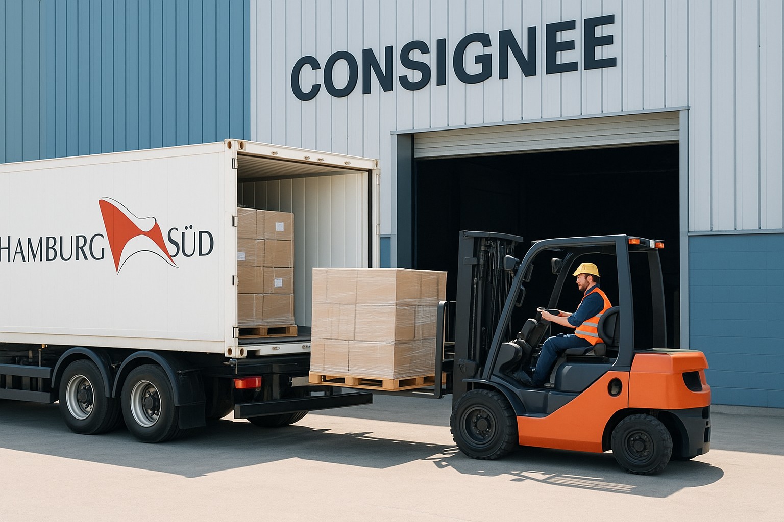 Warehouse receiving goods and pallets