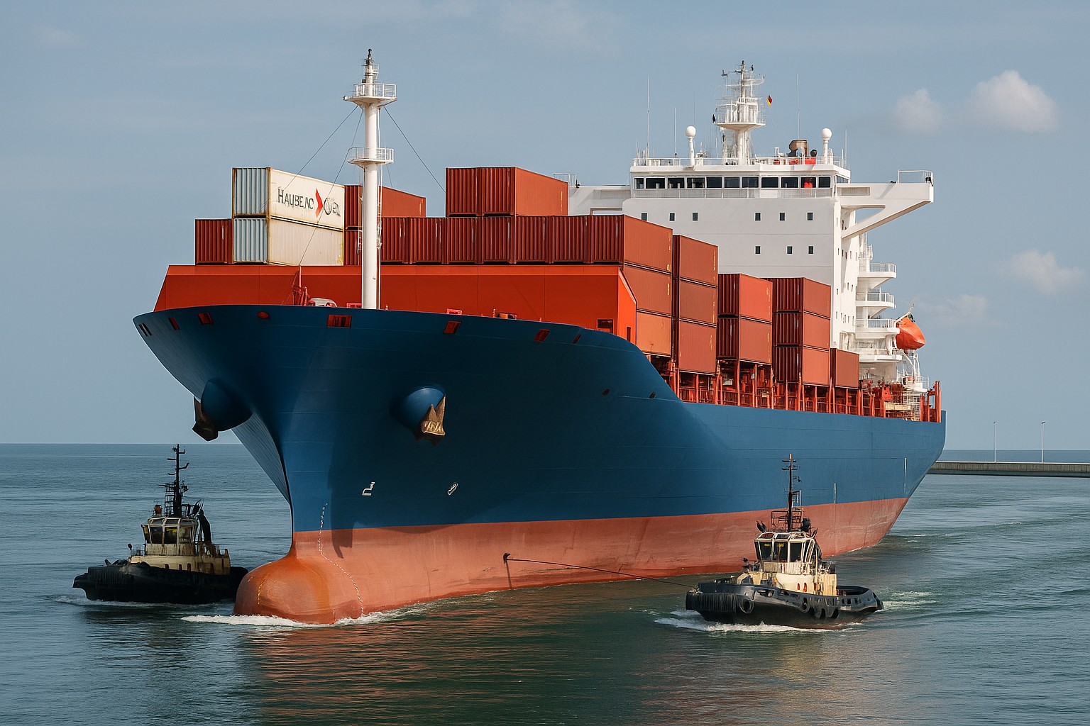 Container ship alongside at port